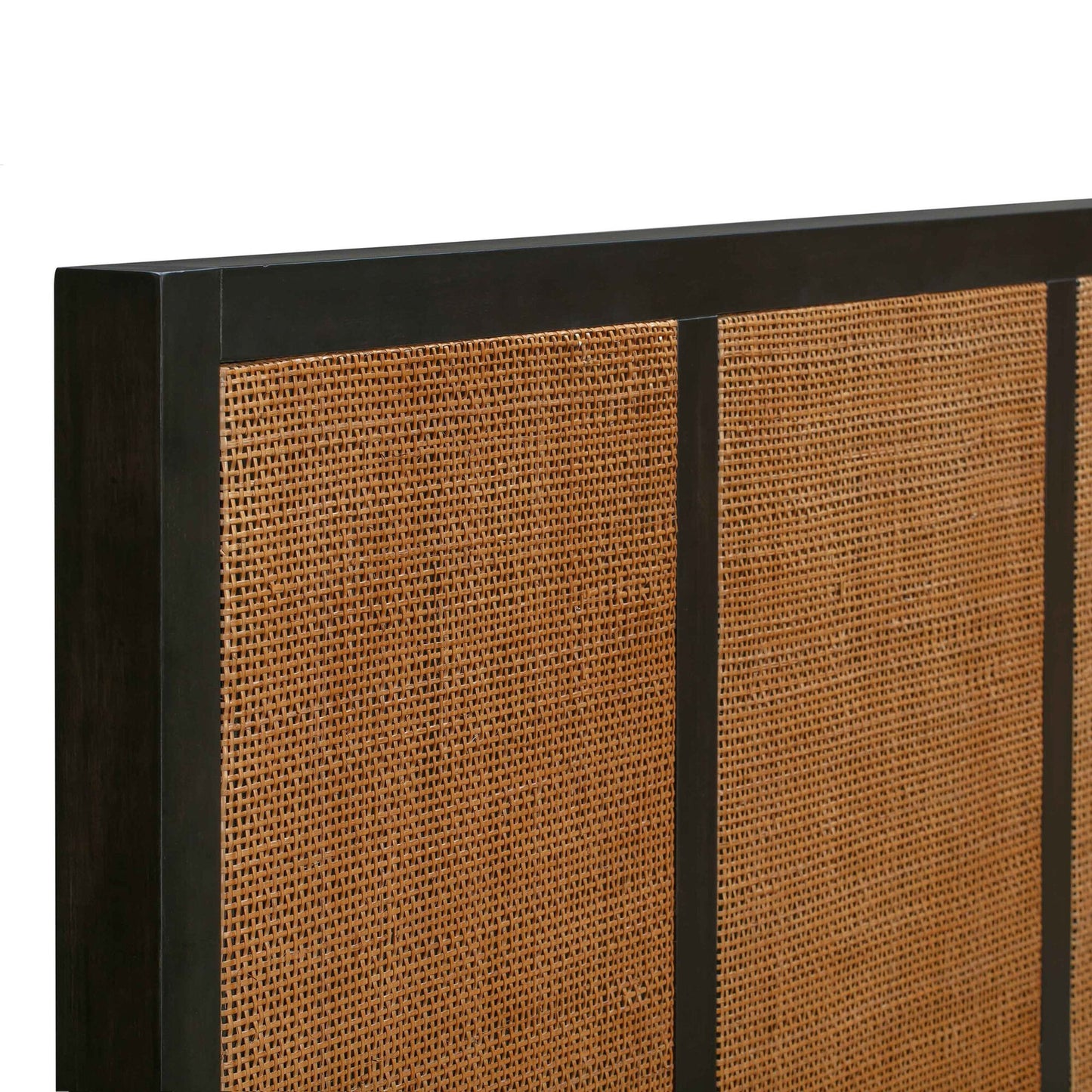 Chrisney Black Wood and Natural CanePlatform Bed