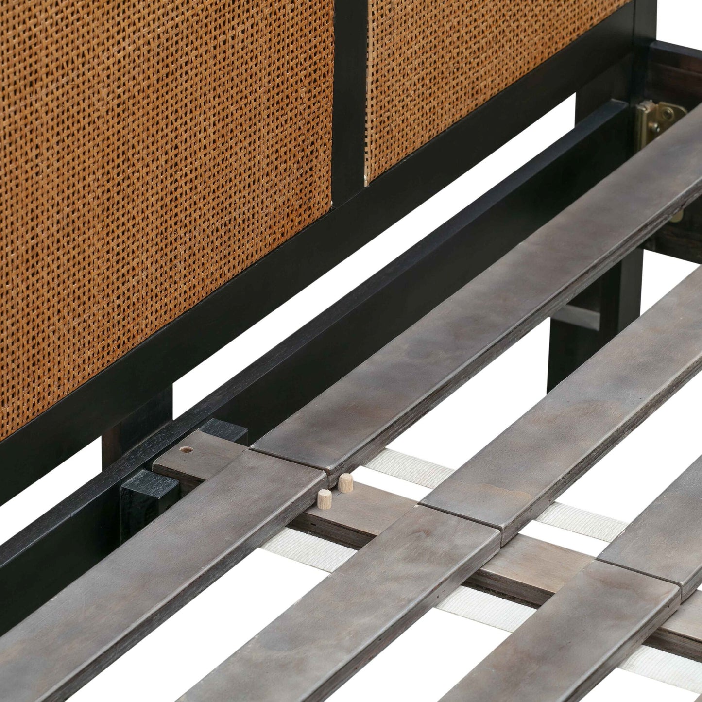 Chrisney Black Wood and Natural CanePlatform Bed
