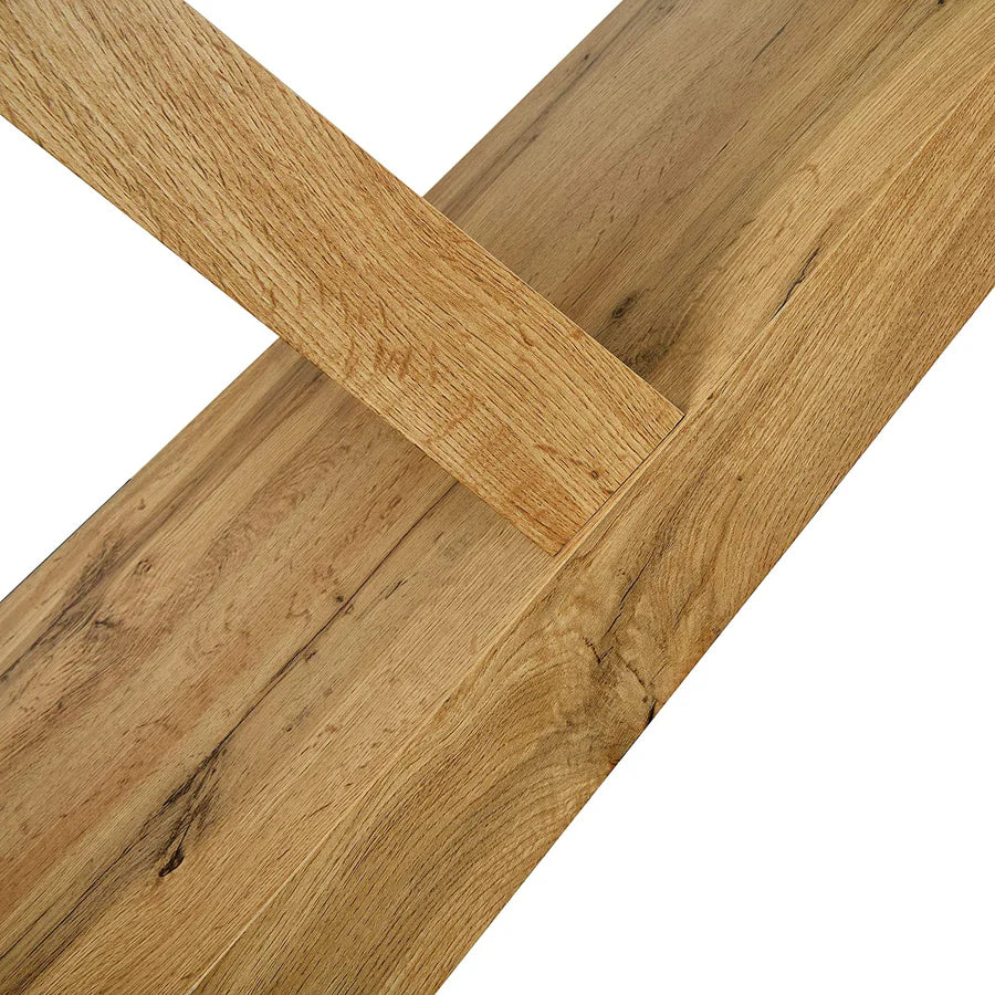 Orillia Oak Effect 160 cm Dining Table with Clear Glass Top