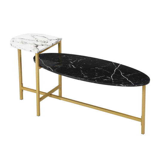 Sarina Black & White Marble Effect Oval Coffee Table