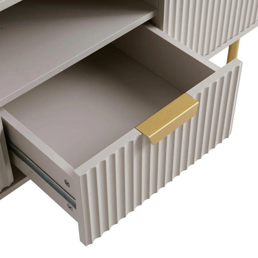 Richmond Ridged 120cm Wide TV Media Unit, Matte Taupe