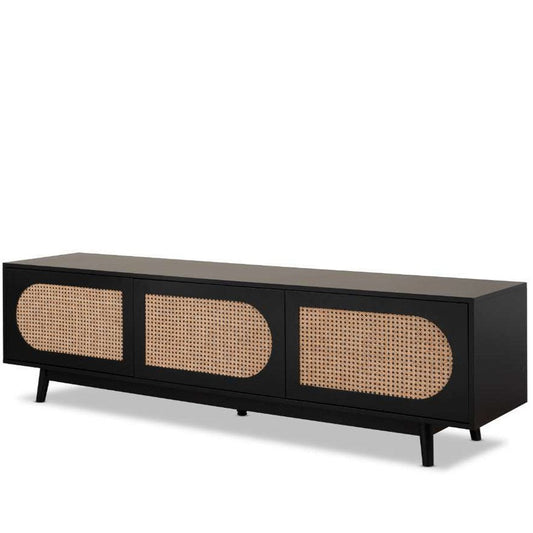 Handmade Crafted Cane TV Table  - Black