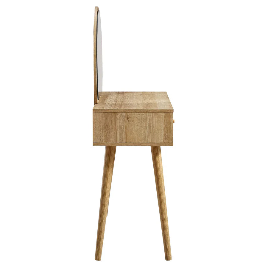 Frances Woven Rattan Dressing Table with Mirror, Natural