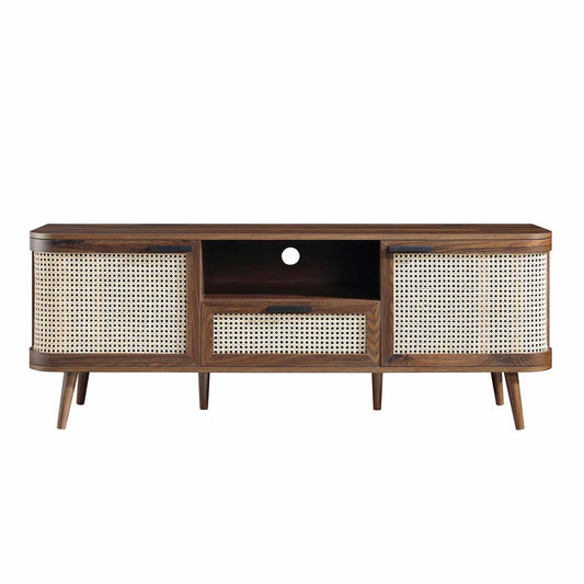 Izzy Curved Rattan 150cm TV Unit, Walnut