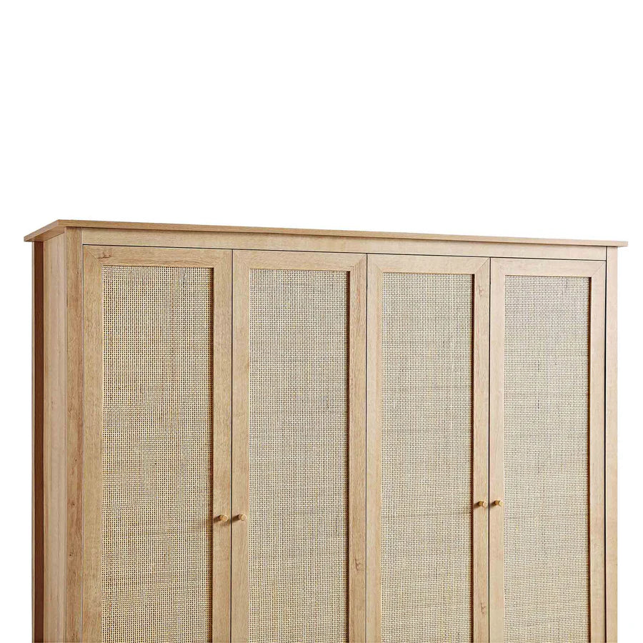 Frances Rattan Triple Wardrobe with 2 Drawers, Natural