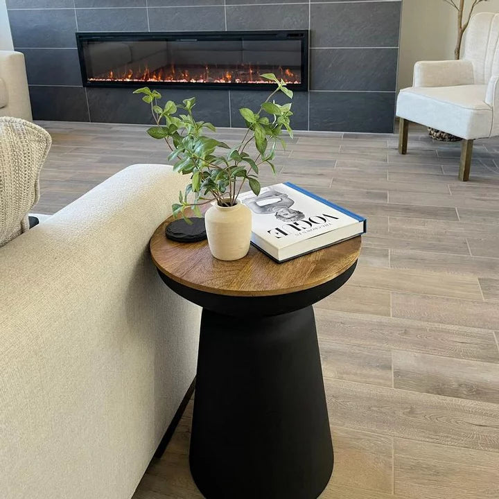 Gino Turned Drum Accent Table Black