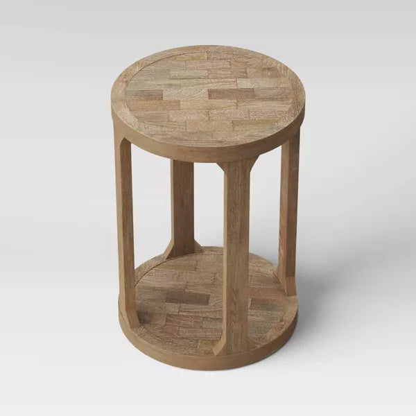 Castalia Round Accent Table Natural Wood