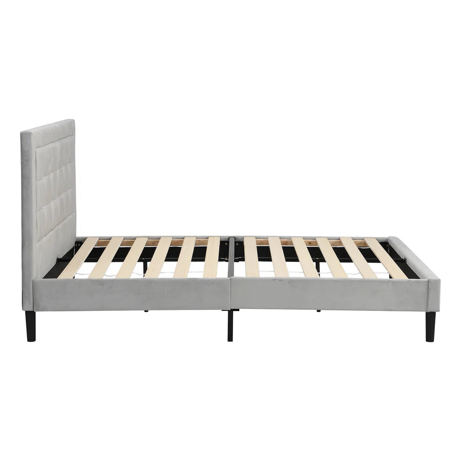 Chastleton Upholstered Bed with Diamante Headboard (Grey Velvet)