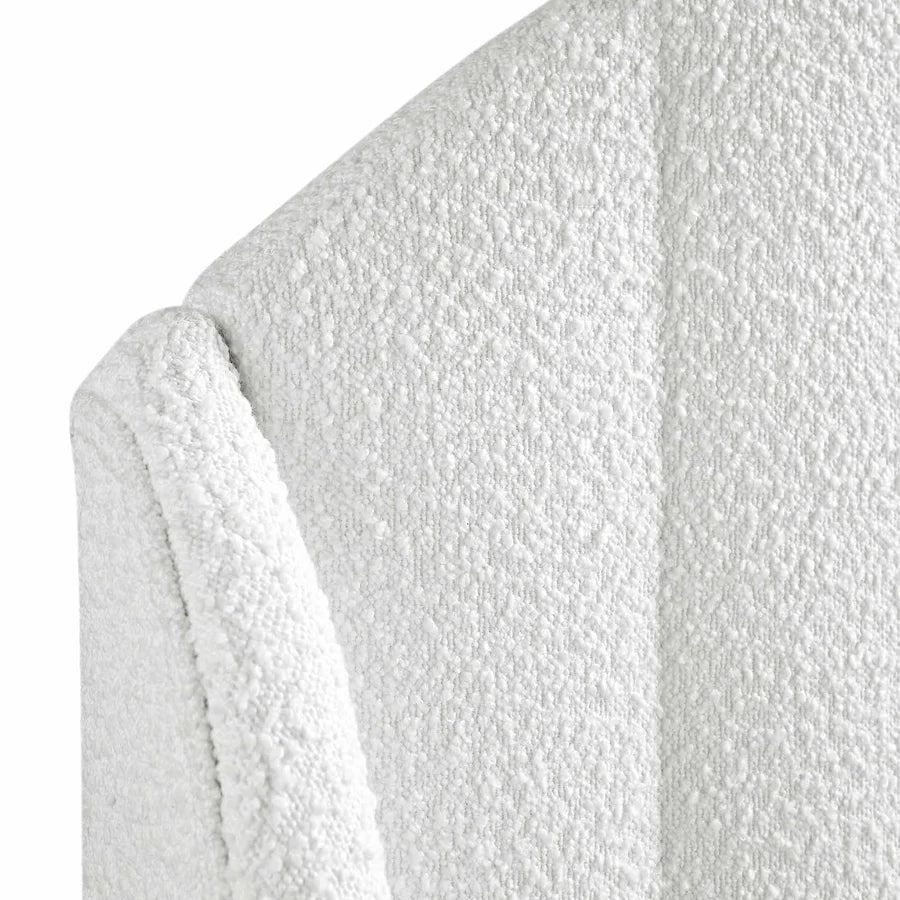 Eleanor White Boucle Upholstered Bed Frame with Domed Headboard
