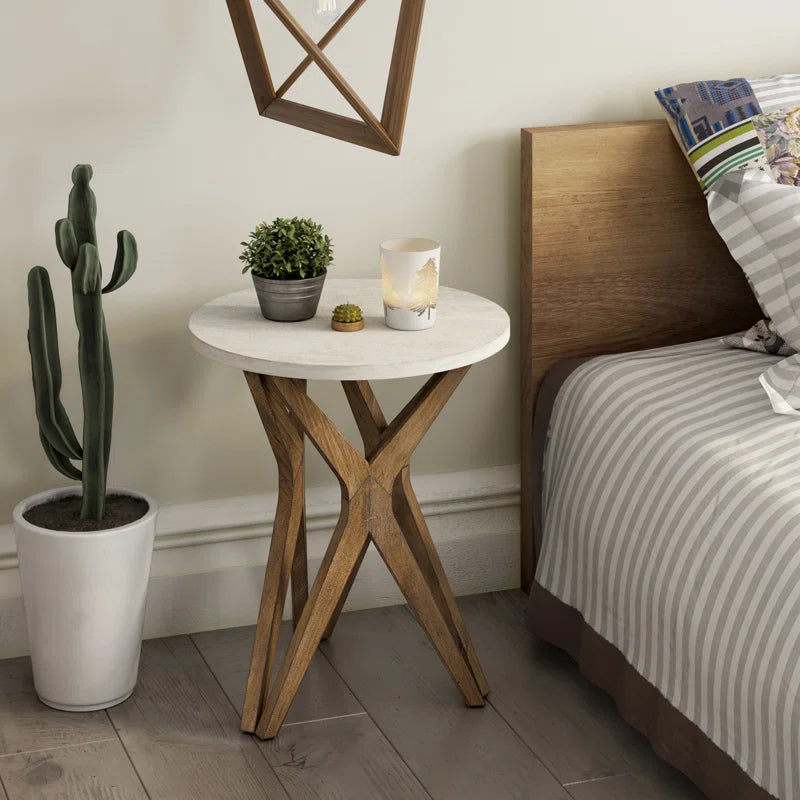 Moty Crossed Legs Round End Table