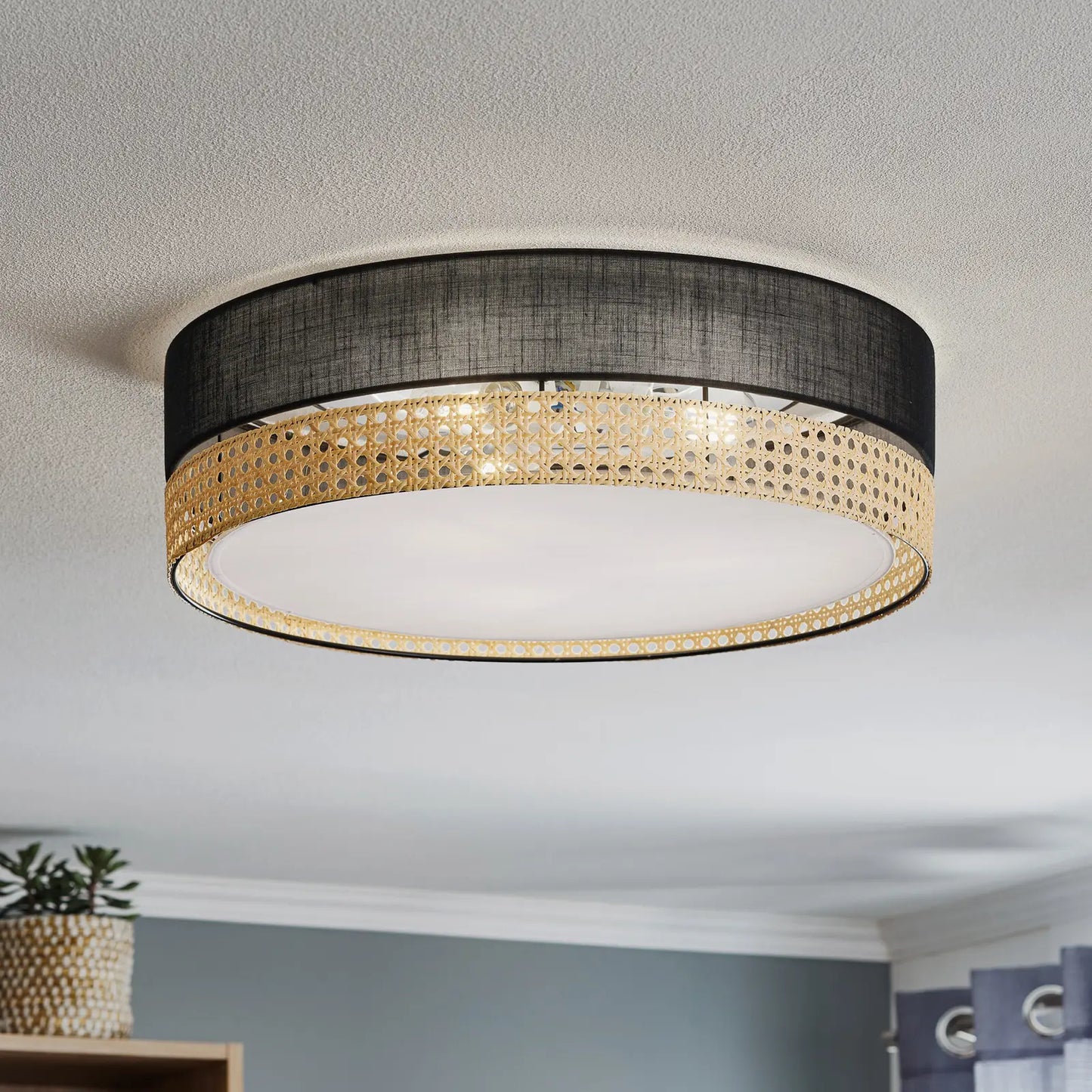 Elegant Boho Rattan Ceiling Shade