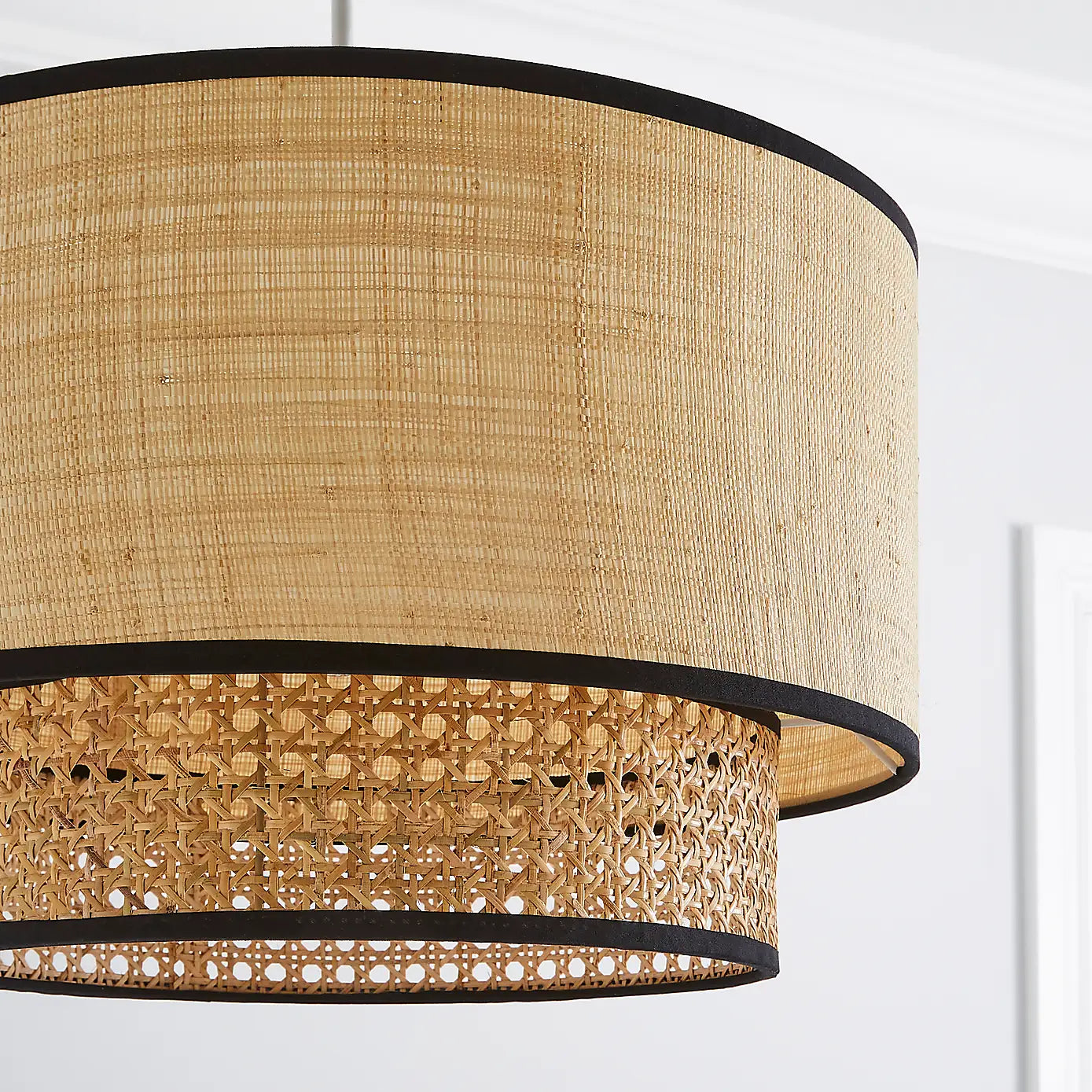 Artisanal Boho Rattan Light Fixture