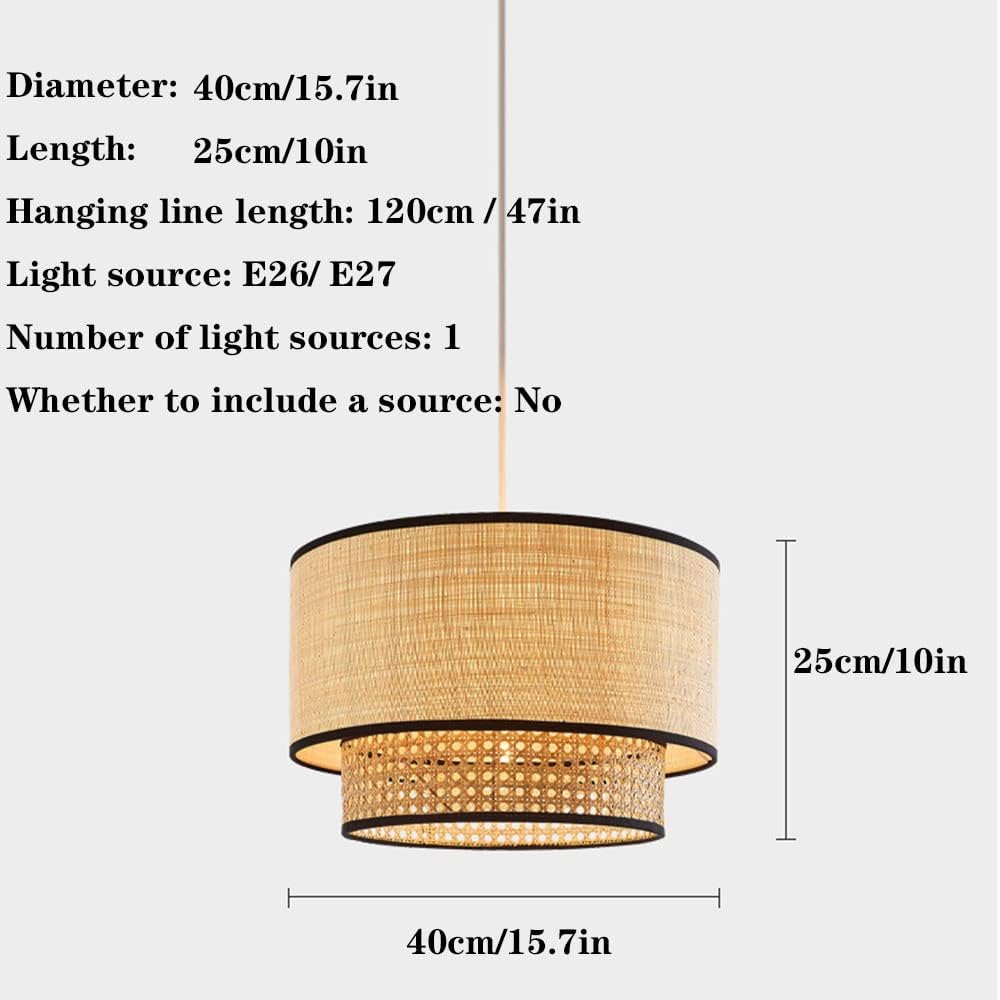 Artisanal Boho Rattan Light Fixture