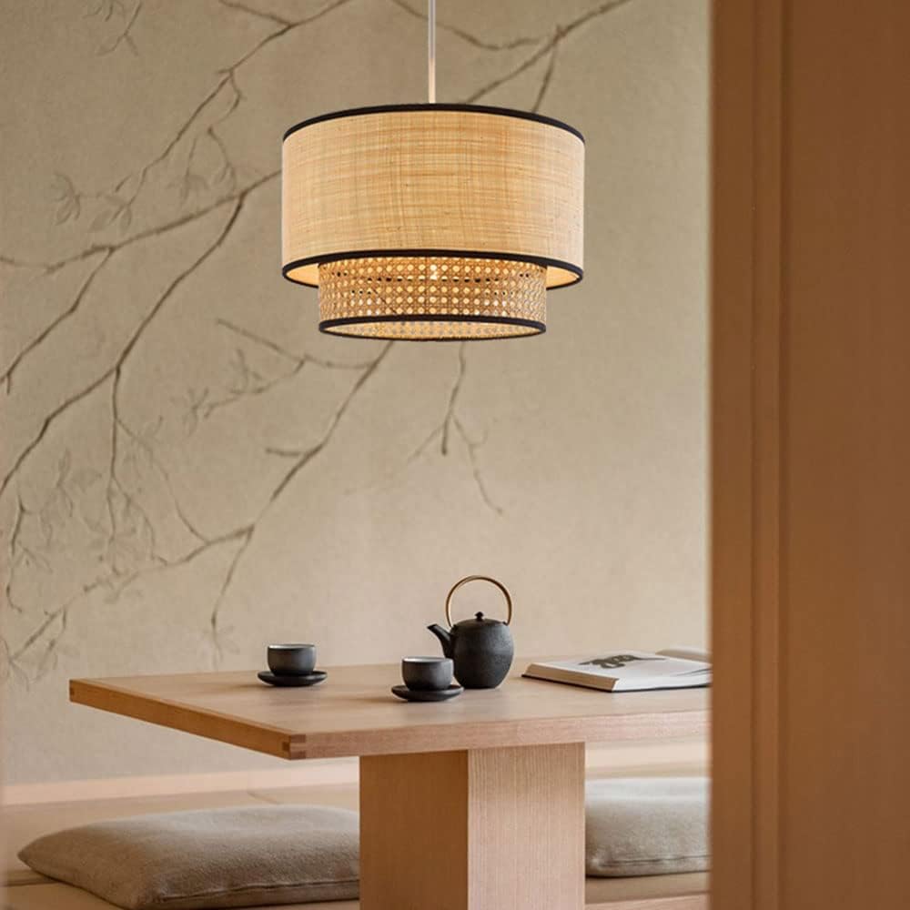 Artisanal Boho Rattan Light Fixture
