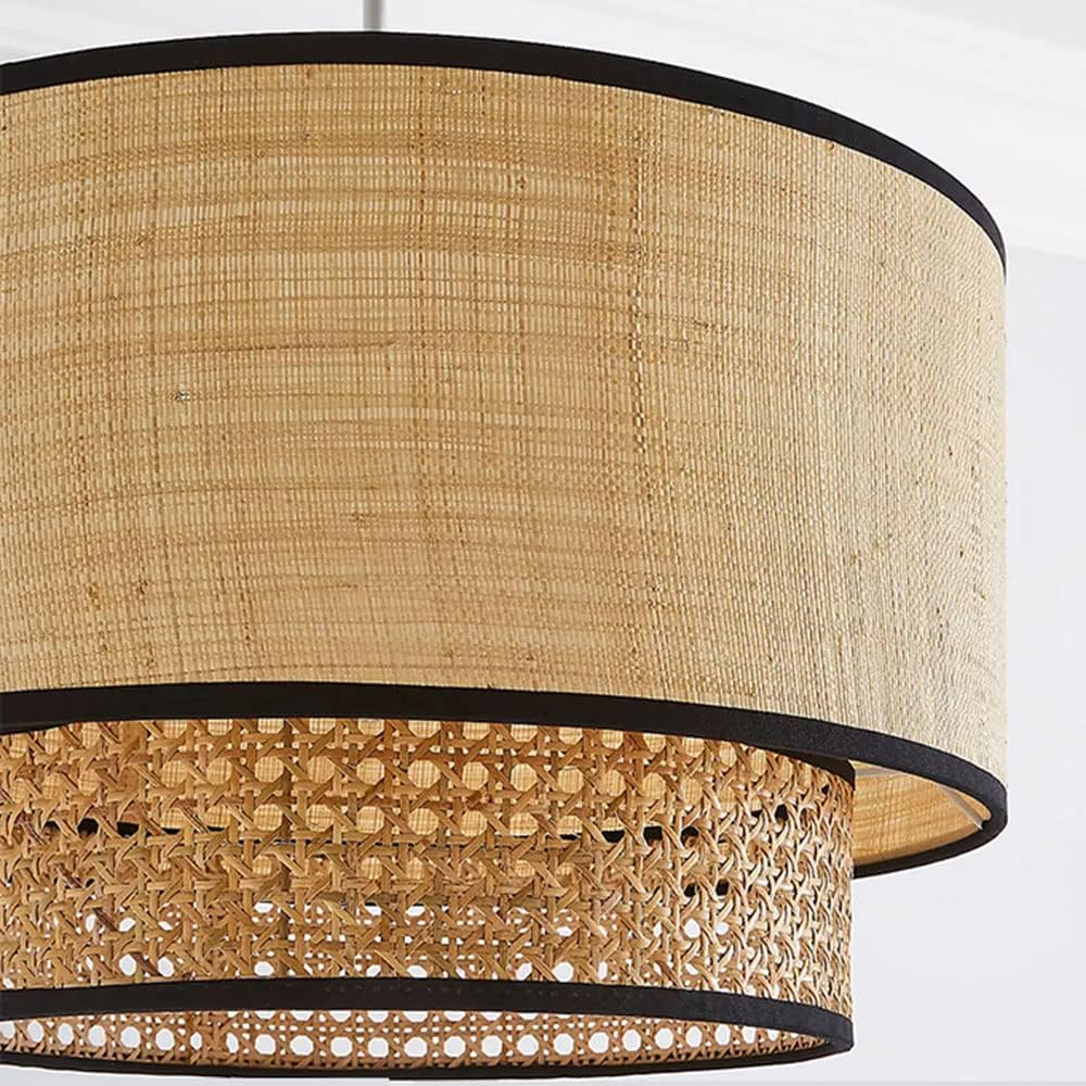 Artisanal Boho Rattan Light Fixture