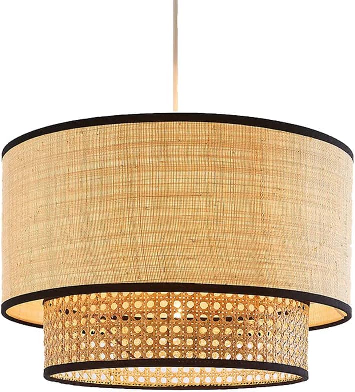 Artisanal Boho Rattan Light Fixture