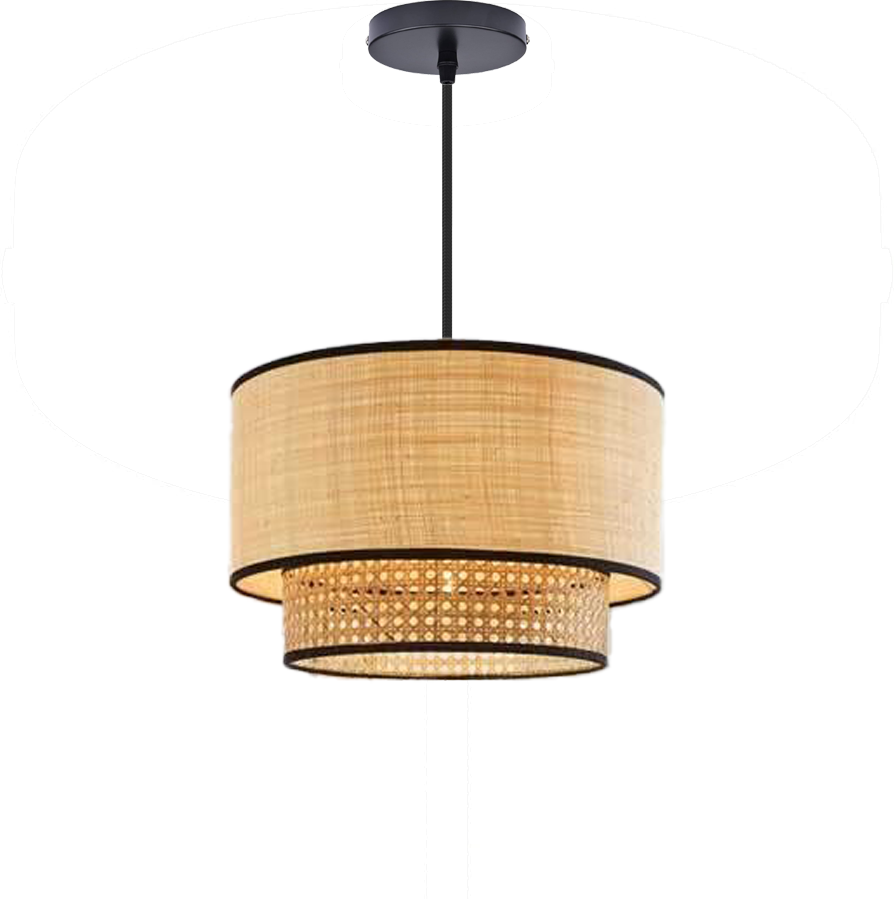 Artisanal Boho Rattan Light Fixture