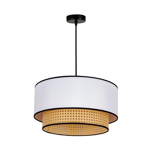 Boho Chic Cane and Rattan Ceiling Lamp