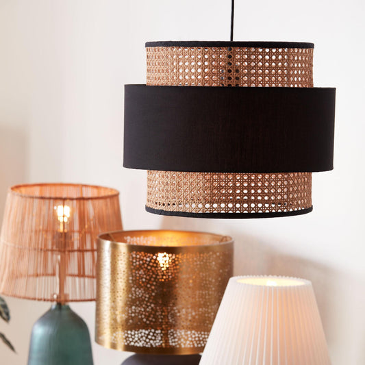 Handwoven Cane Boho Ceiling Fixture