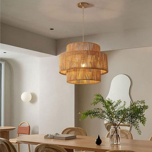 Minimalist Cane and Rattan Light