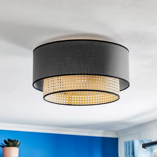 Vintage Cane and Rattan Ceiling Fixture