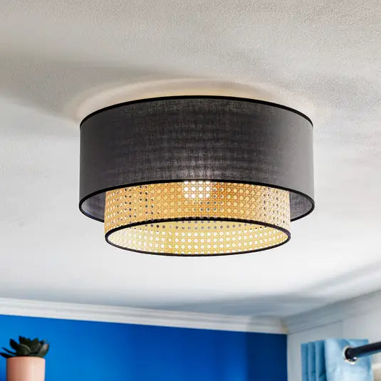 Vintage Cane and Rattan Ceiling Fixture