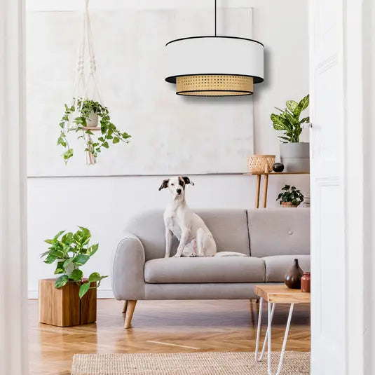 Woven Cane Boho Pendant Lamp