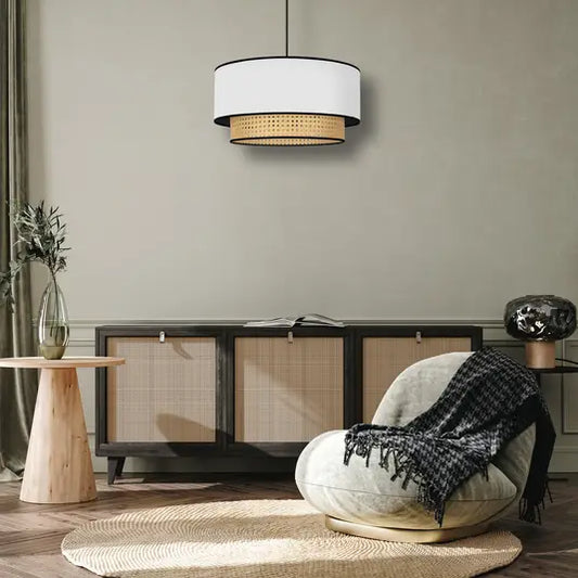 Woven Cane Boho Pendant Lamp