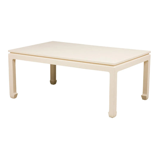 Asian Contemporary Ming Dynasty Style Beige Raffia Wrapped Coffee Table