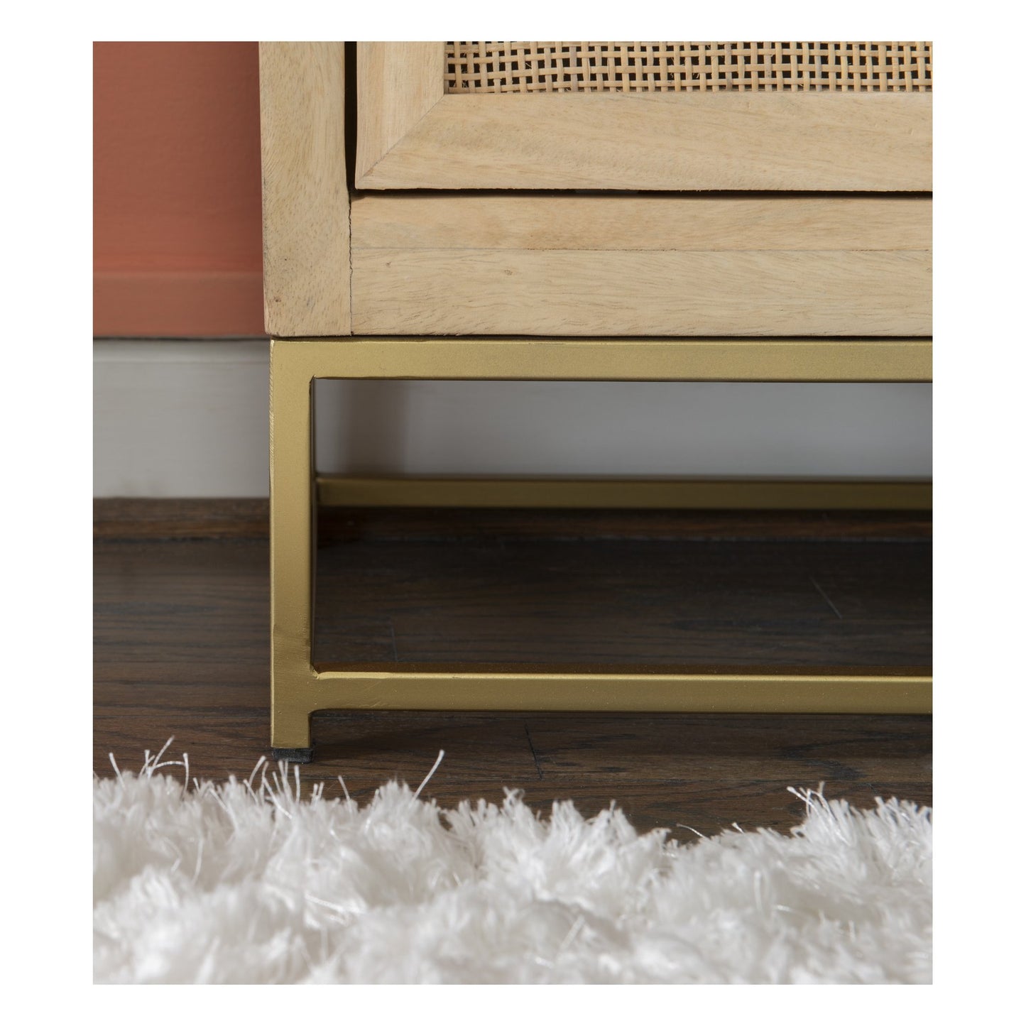 Janie Rattan Sliding Doors Cabinet with Shelves
