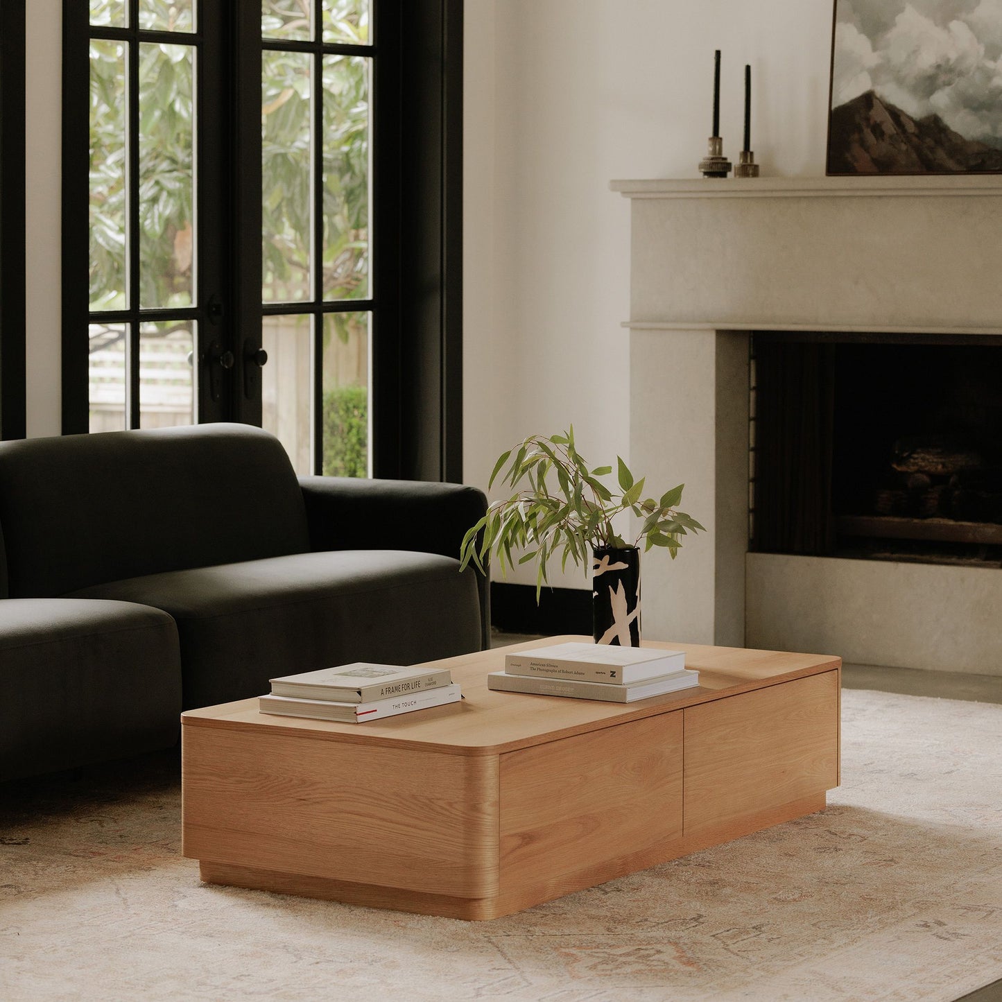 Rina Curved Oak Pedestal Coffee Table