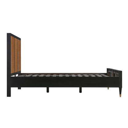 Chrisney Black Wood and Natural CanePlatform Bed