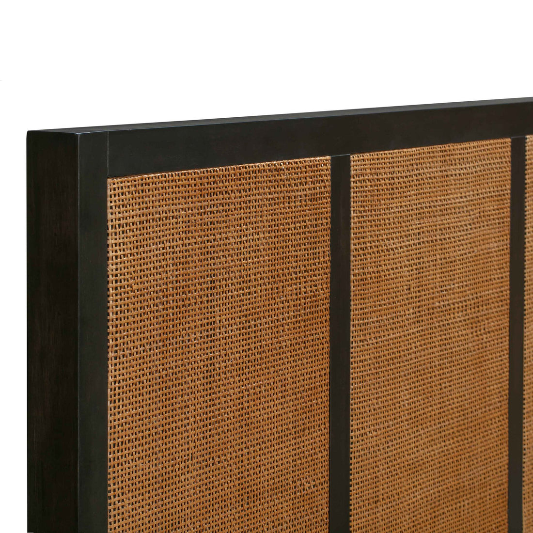 Chrisney Black Wood and Natural CanePlatform Bed