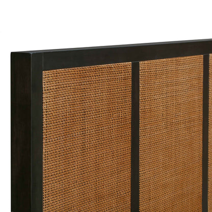 Chrisney Black Wood and Natural CanePlatform Bed