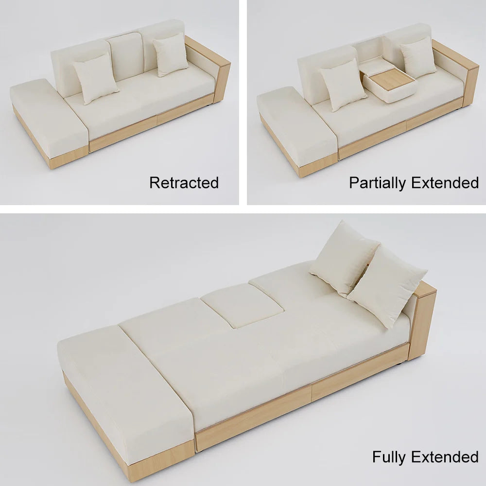 White Modern Full Sleeper Convertible Sofa with Storage