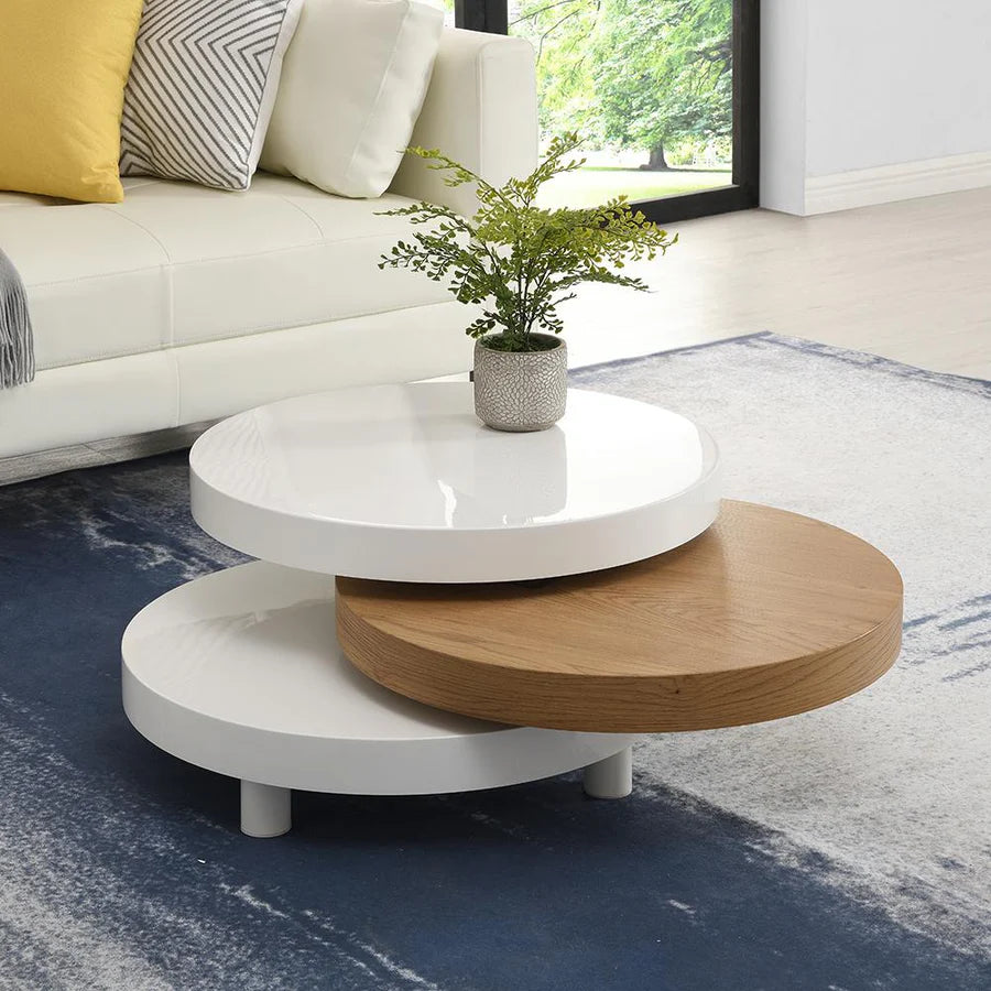 Gomboc 3 Tier High Gloss Rotating Coffee Table
