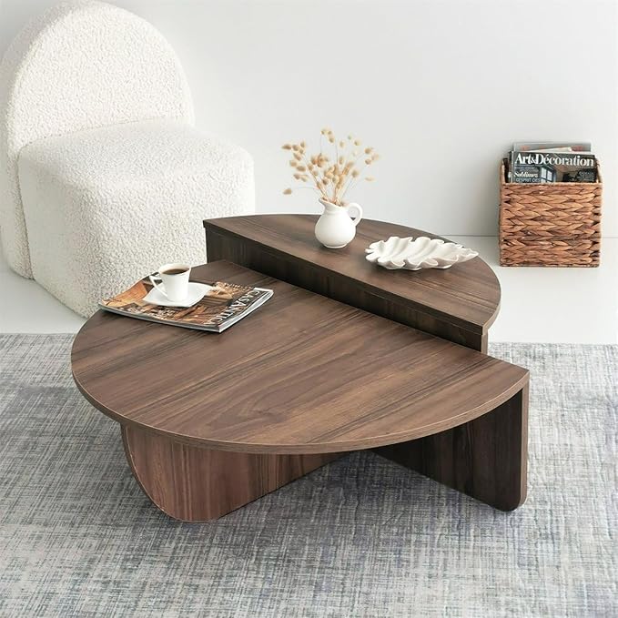 Modern Wooden Round Coffee Table,Chipboard Wood Center