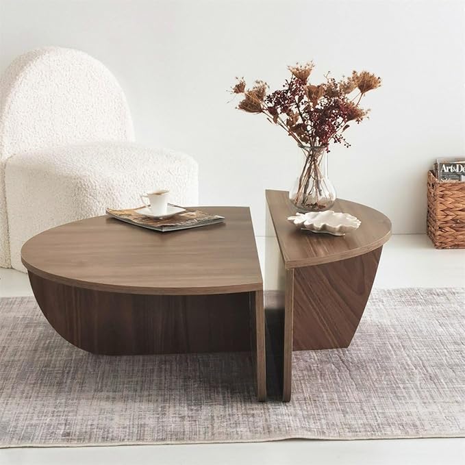 Modern Wooden Round Coffee Table,Chipboard Wood Center