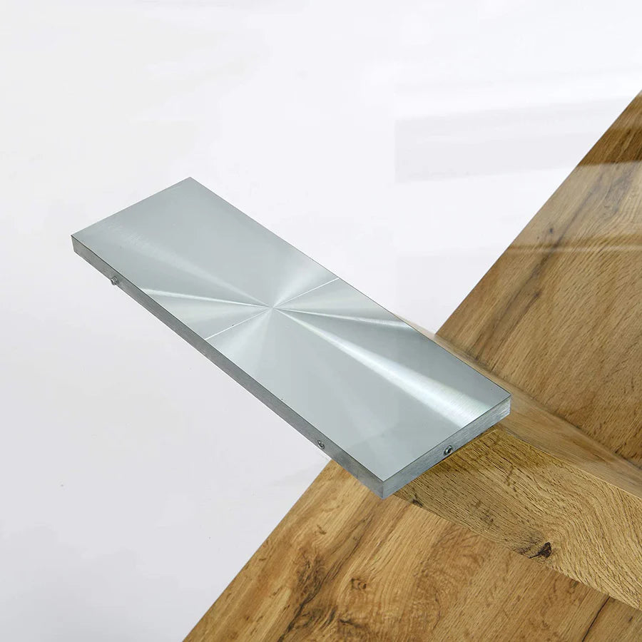 Orillia Oak Effect 160 cm Dining Table with Clear Glass Top