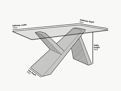 Orillia Oak Effect 160 cm Dining Table with Clear Glass Top