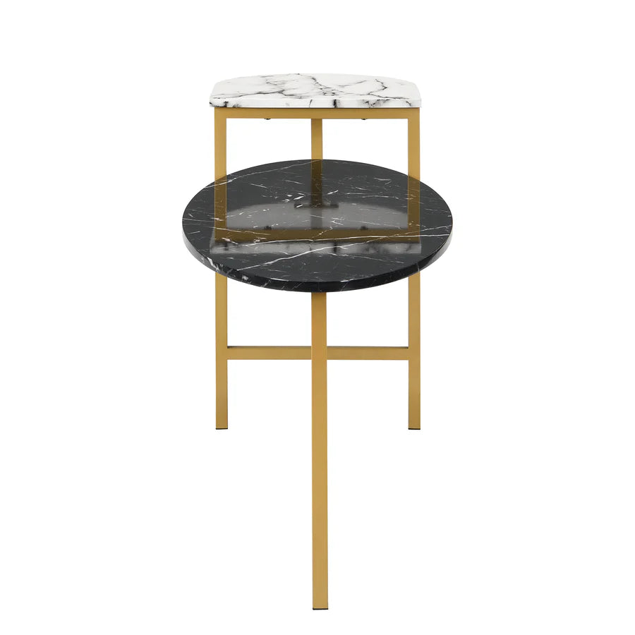 Sarina Black & White Marble Effect Oval Coffee Table