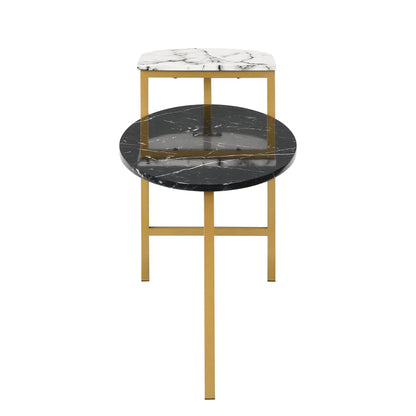 Sarina Black & White Marble Effect Oval Coffee Table