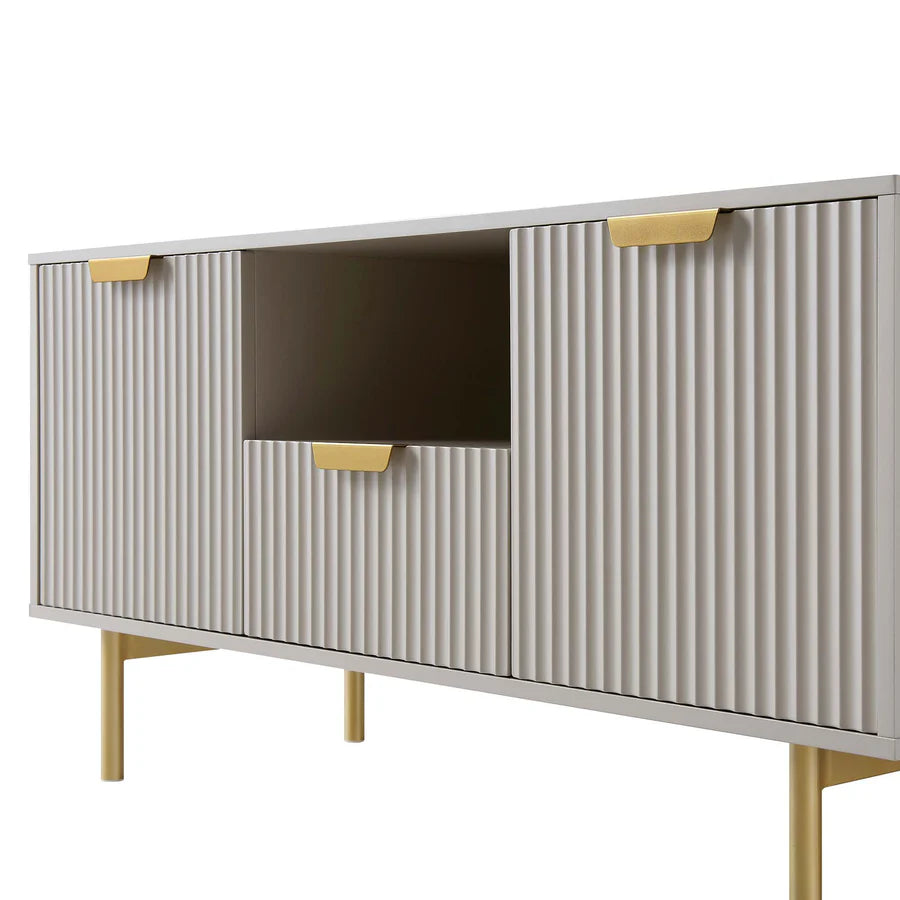 Richmond Ridged 120cm Wide TV Media Unit, Matte Taupe