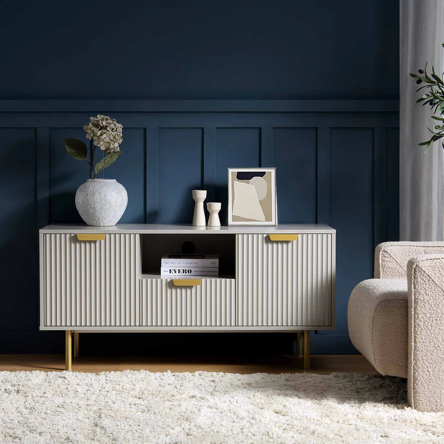 Richmond Ridged 120cm Wide TV Media Unit, Matte Taupe