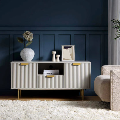 Richmond Ridged 120cm Wide TV Media Unit, Matte Taupe