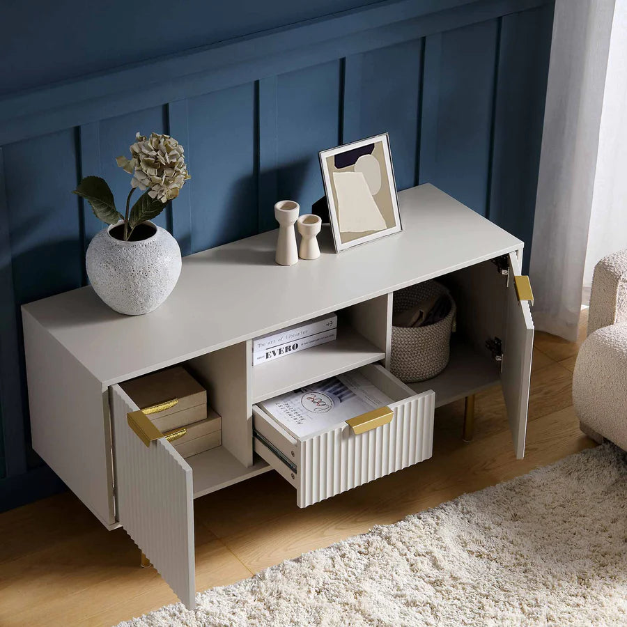 Richmond Ridged 120cm Wide TV Media Unit, Matte Taupe