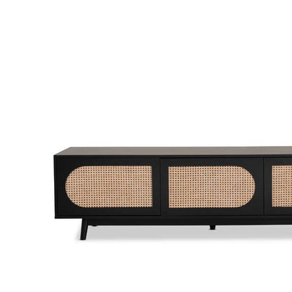 Handmade Crafted Cane TV Table  - Black