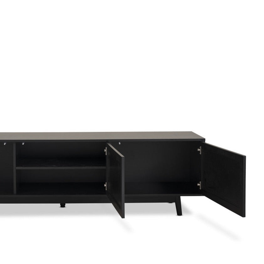 Handmade Crafted Cane TV Table  - Black