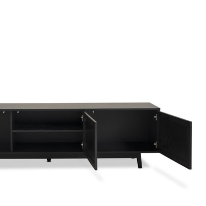 Handmade Crafted Cane TV Table  - Black
