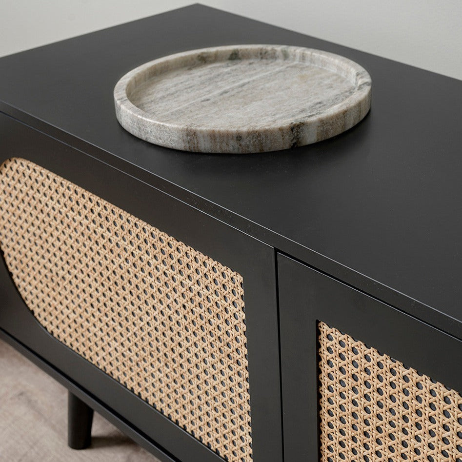 Handmade Crafted Cane TV Table  - Black